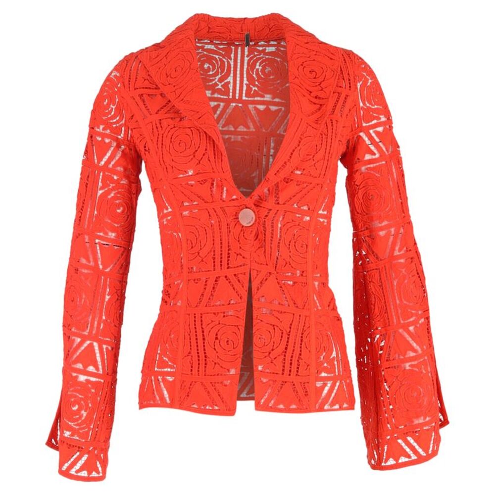 Cult Gaia Carlotta Floral Lace Blazer in Orange Viscose